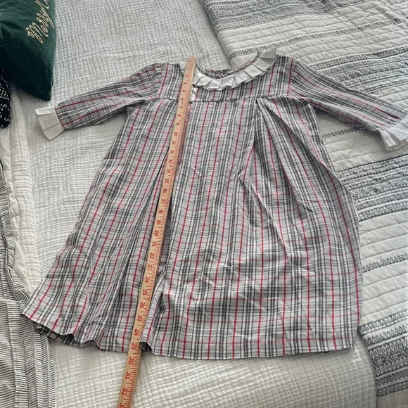 Plaid Kids Dress with Ruffled Collar - Picture 4 of 7